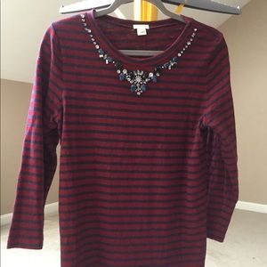 J Crew striped shirt with jewel detail